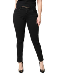 Dolce & Gabbana Black Cotton Mid Waisted Skinny Denim Jeans - IT42|M - Jeans