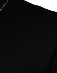 Dolce & Gabbana Black Cotton Necklace Embellished T-shirt - T-Shirts