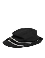 Dolce & Gabbana Black Cotton Polka Dot Lining Fedora Men Hat - 58 cm|M - Fedoras