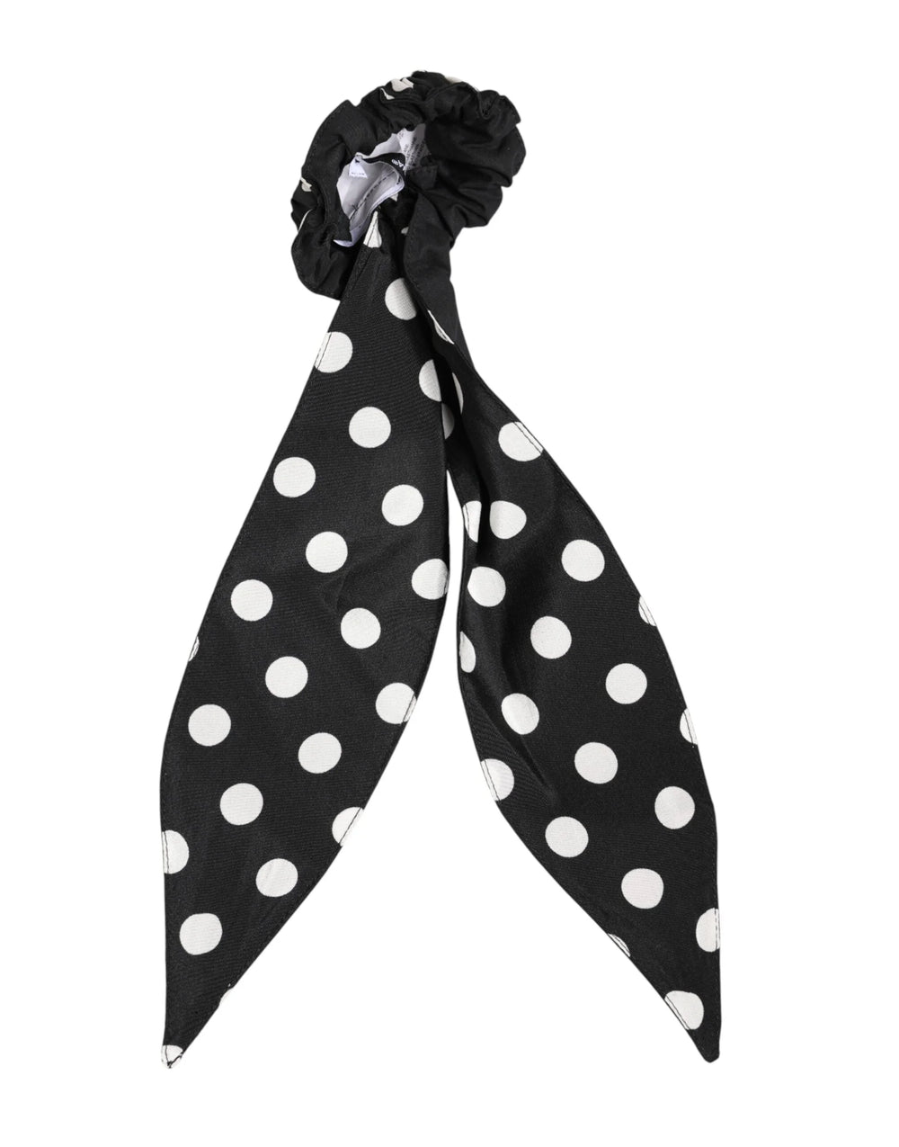Dolce & Gabbana Black Cotton Polka Dot Scarf Tie Accessory Hair Scrunchie