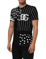 Dolce & Gabbana Black Cotton Polka Dots Round Neck T-shirt - IT46 | S - T-Shirts
