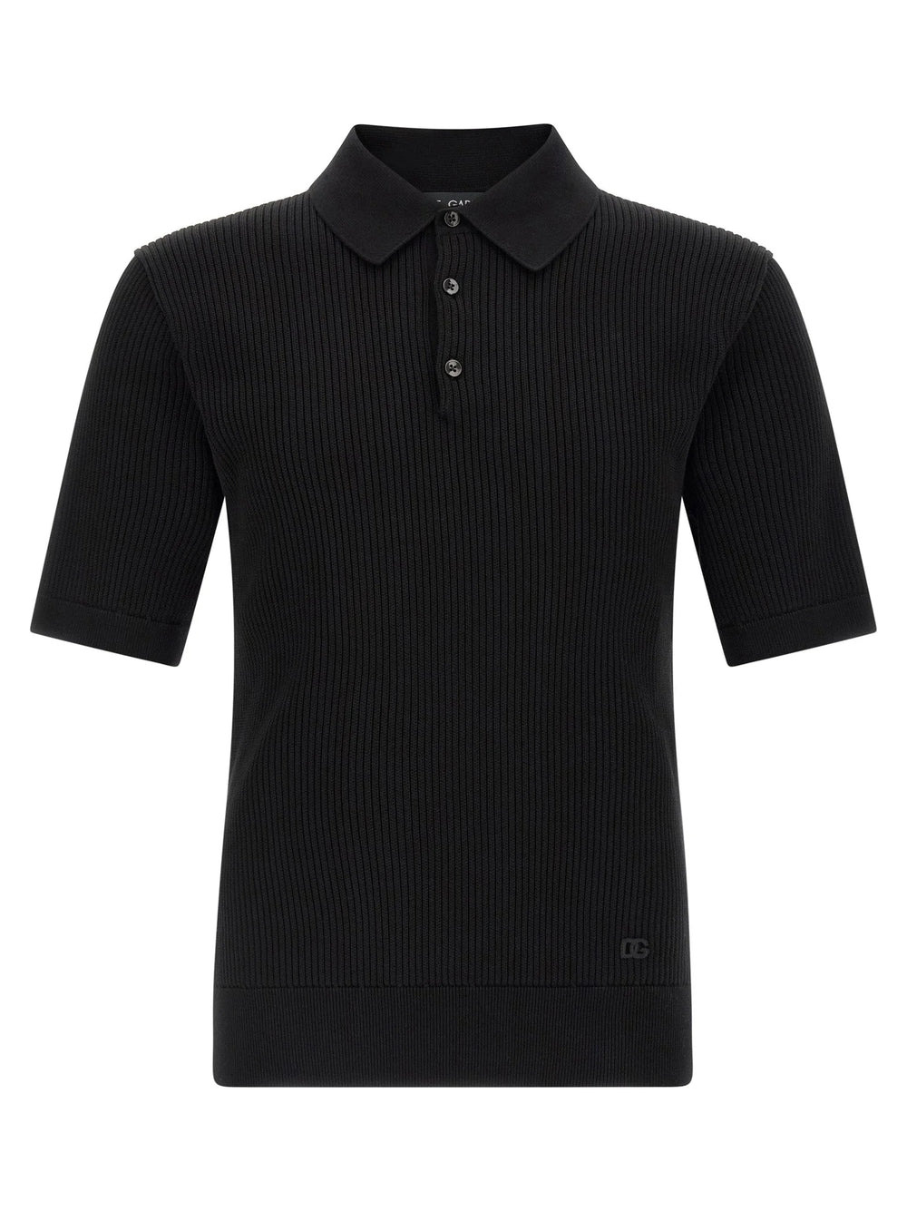Dolce & Gabbana Black Cotton Polo Shirt