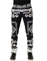 Dolce & Gabbana Black Cotton Poplin MarinaPrint Trouser Pants - IT48 | M