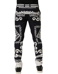 Dolce & Gabbana Black Cotton Poplin MarinaPrint Trouser Pants - IT48 | M