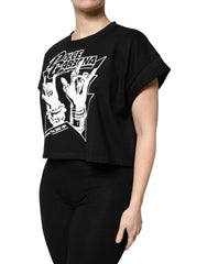 Dolce & Gabbana Black Cotton Printed Short Sleeves T-shirt - IT50|3XL - T-Shirts