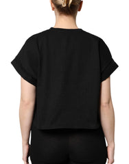 Dolce & Gabbana Black Cotton Printed Short Sleeves T-shirt - IT50|3XL - T-Shirts