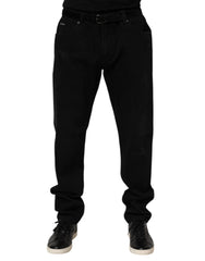 Dolce & Gabbana Black Cotton Regular Denim Men Trouser Jeans - Jeans