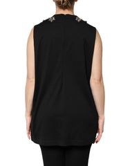 Dolce & Gabbana Black Cotton Rhinestone Embellished Tank Top - IT40|S - Tank Tops