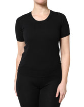 Dolce & Gabbana Black Cotton Round Neck Short Sleeve T-shirt - IT40|S - T-Shirts