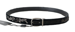 Dolce & Gabbana Black Cotton Royal Bee Embroidery Belt - 80 cm / 32 Inches - Belts