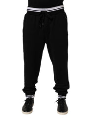 Dolce & Gabbana Black Cotton Sacred-Heart Men Jogger Pants - IT58 | XXL - Joggers