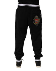 Dolce & Gabbana Black Cotton Sacred-Heart Men Jogger Pants - IT58 | XXL - Joggers