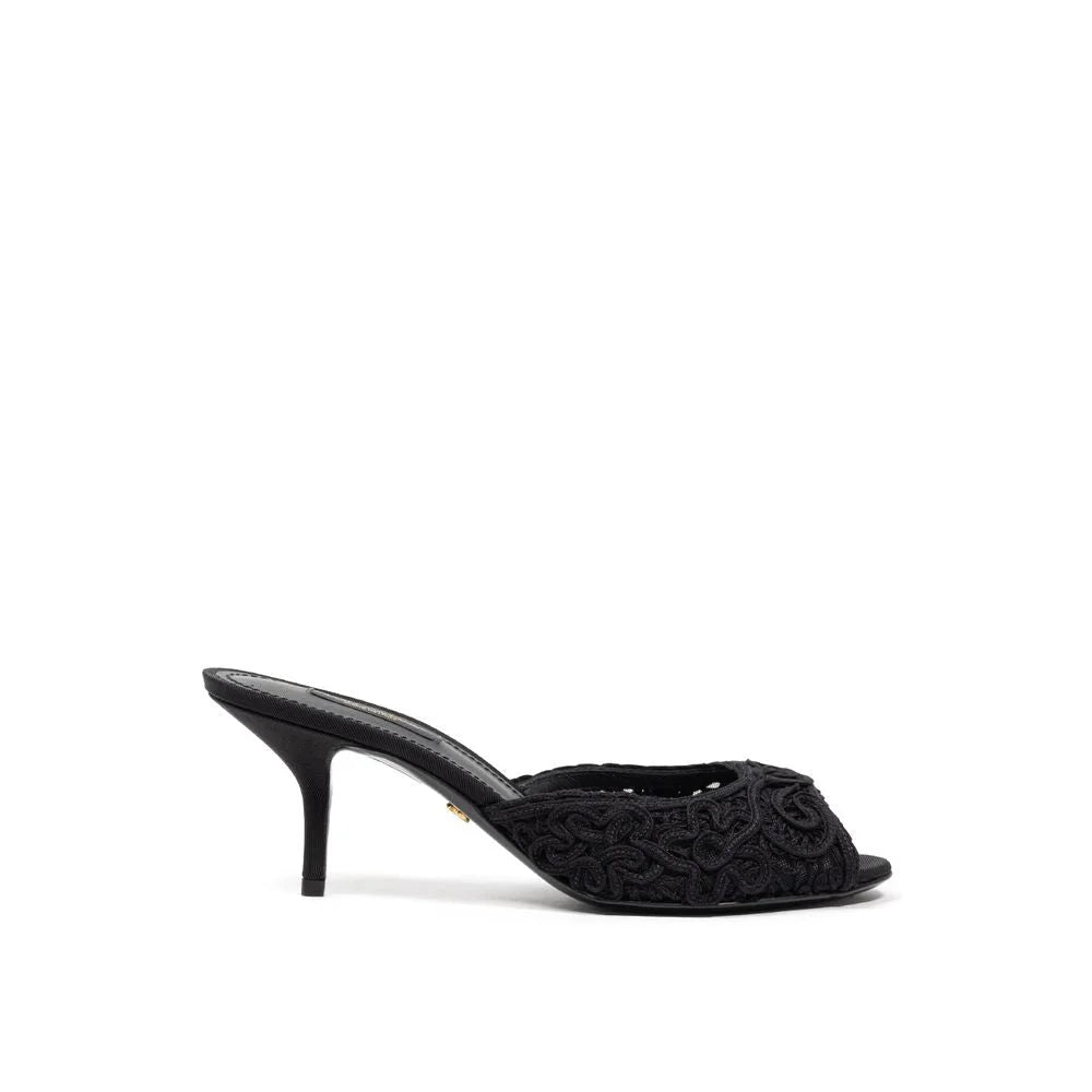Dolce & Gabbana Black Cotton Sandal - EU37/US7 - Sandals