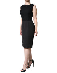 Dolce & Gabbana Black Cotton Sheath Knee Length Dress - IT48|XXL - Dresses