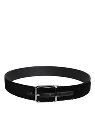 Dolce & Gabbana Black Cotton Silver Tone Metal Buckle Belt - 85 cm / 34 Inches - Belts