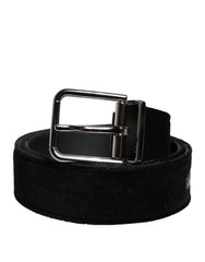 Dolce & Gabbana Black Cotton Silver Tone Metal Buckle Belt - 85 cm / 34 Inches - Belts