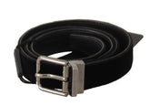 Dolce & Gabbana Black Cotton Silver Tone Metal Buckle Belt - 85 cm / 34 Inches - Belts