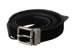 Dolce & Gabbana Black Cotton Silver Tone Metal Buckle Belt - 85 cm / 34 Inches - Belts