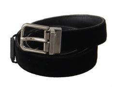 Dolce & Gabbana Black Cotton Silver Tone Metal Buckle Belt - 85 cm / 34 Inches - Belts