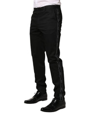 Dolce & Gabbana Black Cotton Skinny Men Dress Trouser Pants - IT48 | M