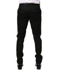 Dolce & Gabbana Black Cotton Skinny Men Dress Trouser Pants - IT48 | M