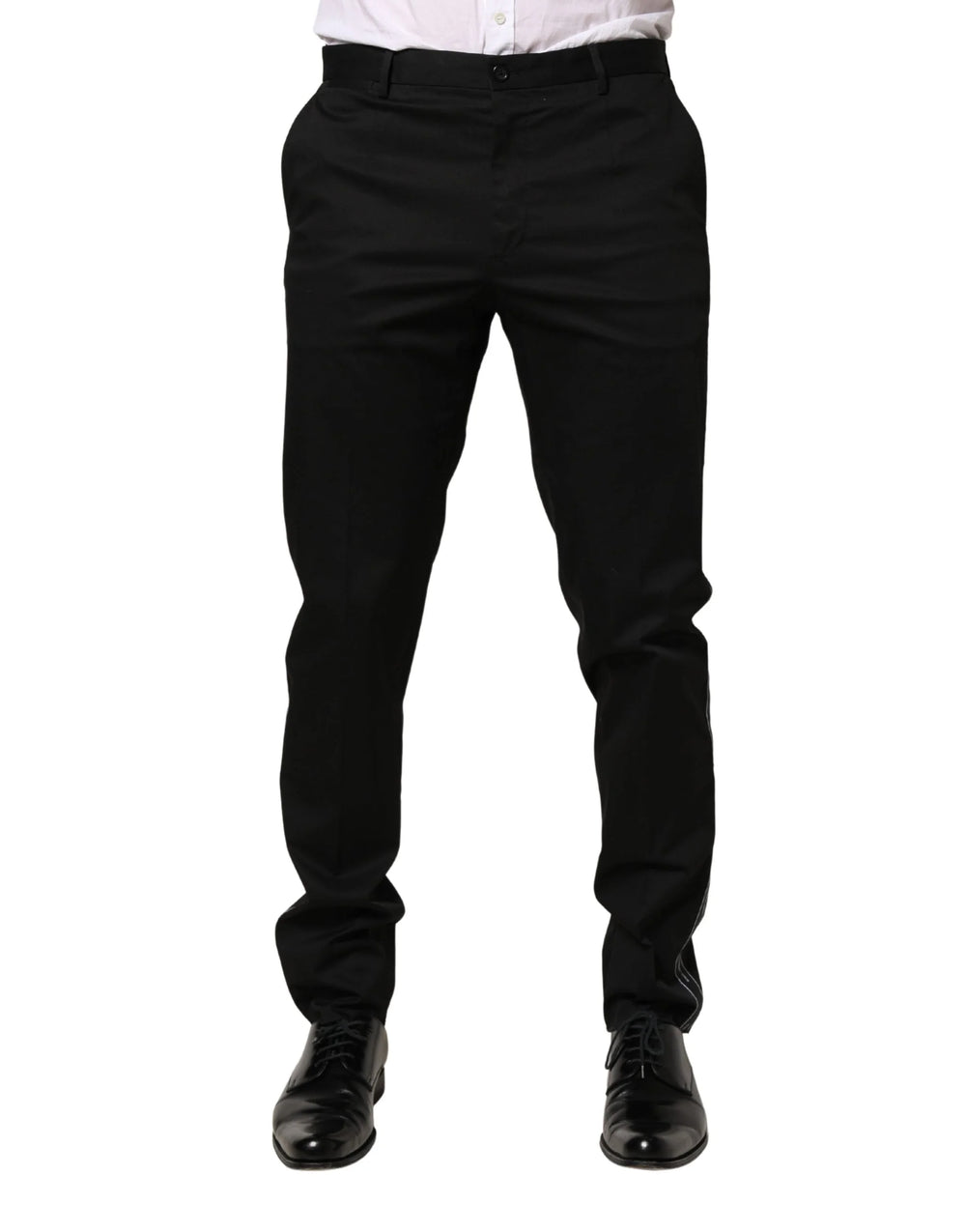 Dolce & Gabbana Black Cotton Skinny Men Dress Trouser Pants - IT48 | M