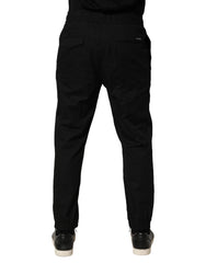 Dolce & Gabbana Black Cotton Skinny Men Jogger Trouser Pants - IT48 | M - Joggers