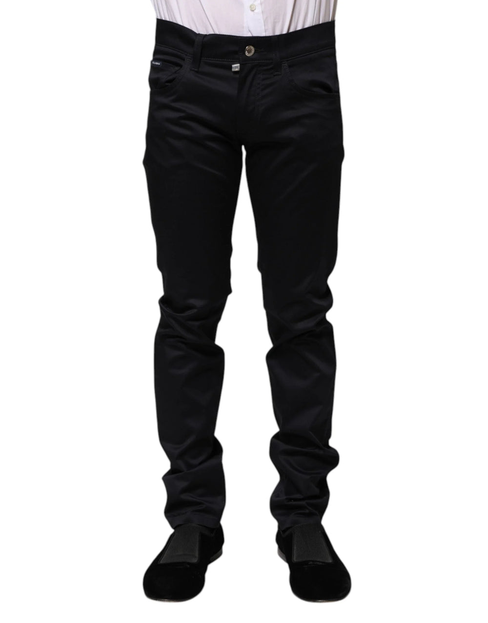 Dolce & Gabbana Black Cotton Skinny Mid Waist Pants - IT44 | XS - Trousers