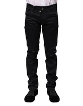 Dolce & Gabbana Black Cotton Skinny Mid Waist Pants - IT44 | XS - Trousers