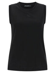 Dolce & Gabbana Black Cotton Sleeveles T-Shirt - IT42