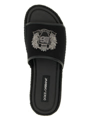 Dolce & Gabbana Black Cotton Slides - EU 41 | US 8