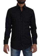 Dolce & Gabbana Black Cotton Slim Fit Formal Dress GOLD Shirt - IT38 | XS - Shirts