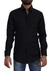 Dolce & Gabbana Black Cotton Slim Fit Formal Dress GOLD Shirt - IT38 | XS - Shirts