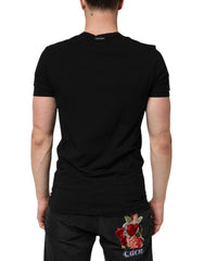 Dolce & Gabbana Black Cotton Slim Fit Men V-Neck Shirt T-shirt - IT4 | S - T-Shirts