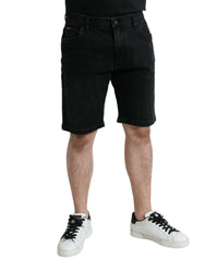 Dolce & Gabbana Black Cotton Stretch Bermuda Denim Shorts - IT58 | XXL - Bermudas