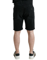Dolce & Gabbana Black Cotton Stretch Bermuda Denim Shorts - IT58 | XXL - Bermudas