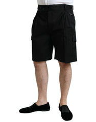 Dolce & Gabbana Black Cotton Stretch Cargo Bermuda Shorts - Bermudas