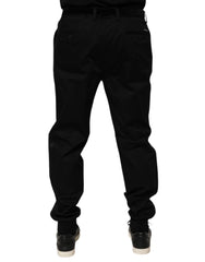 Dolce & Gabbana Black Cotton Stretch Casual Trouser Pants - IT58 | XXL - Trousers