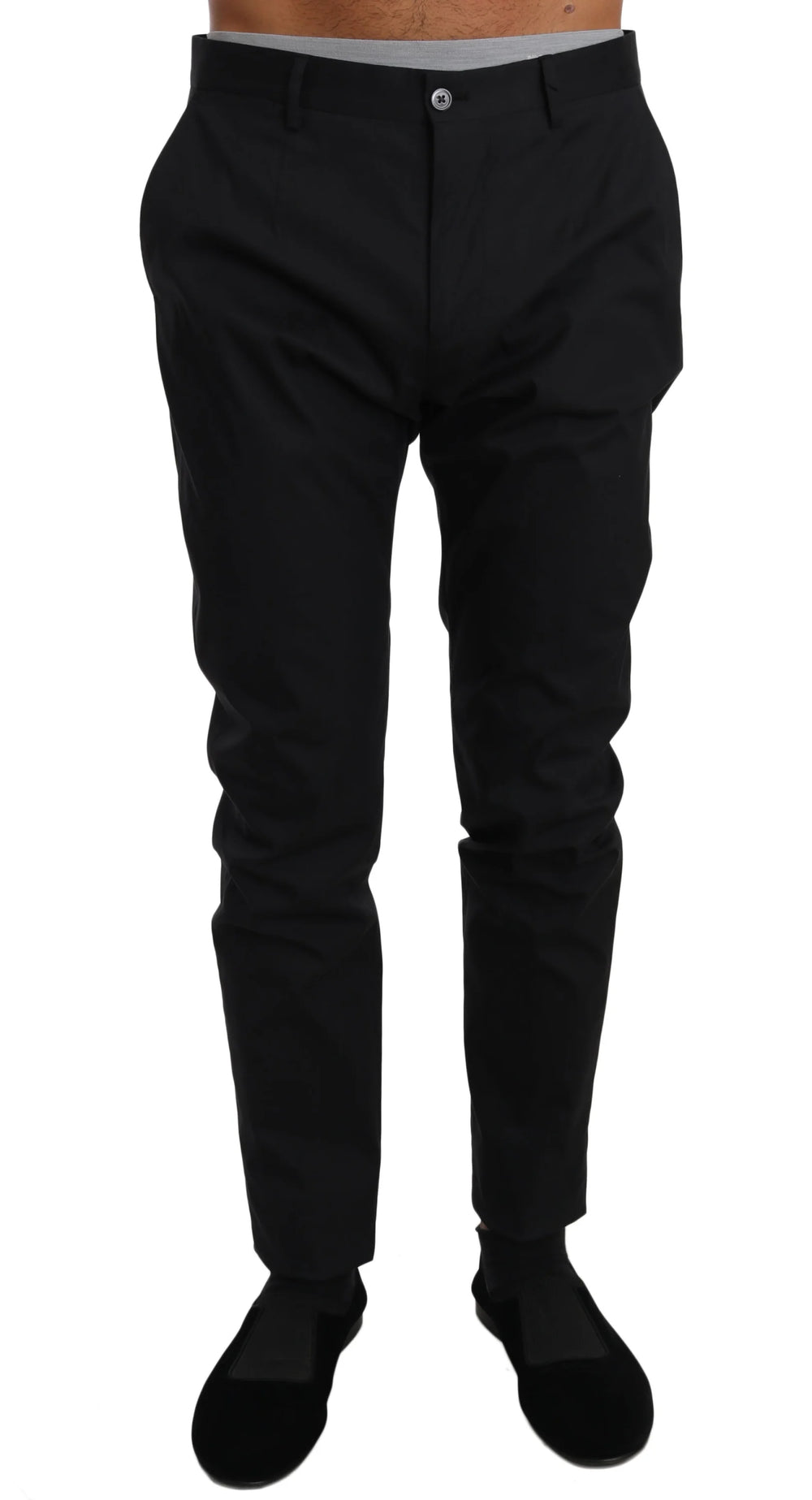 Dolce & Gabbana Black Cotton Stretch Formal Trousers Pants - IT50 | L - Trousers