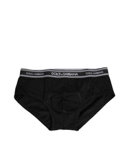 Dolce & Gabbana Black Cotton Stretch Logo Print Brief Underwear - IT4 | S - Briefs