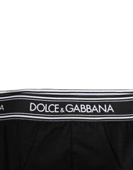 Dolce & Gabbana Black Cotton Stretch Logo Print Brief Underwear - IT4 | S - Briefs