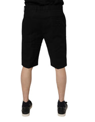 Dolce & Gabbana Black Cotton Stretch Mid Waist Bermuda Shorts - Bermudas