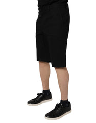 Dolce & Gabbana Black Cotton Stretch Mid Waist Bermuda Shorts - Bermudas