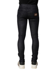 Dolce & Gabbana Black Cotton Stretch Skinny Denim Men Jeans