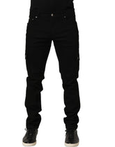 Dolce & Gabbana Black Cotton Stretch Skinny Men Denim Jeans - IT52 | XL