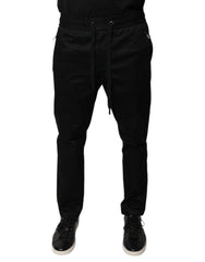Dolce & Gabbana Black Cotton Stretch Skinny Sweatpants Pants - IT48 | M - Sweatpants