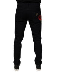 Dolce & Gabbana Black Cotton Stretch Slim Fit Men Denim Jeans - IT50 | L - Jeans
