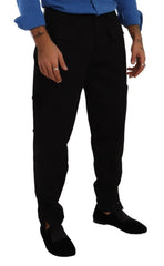 Dolce & Gabbana Black Cotton Stretch Tapered Cargo Pants - IT48 | M - Cargo Pants