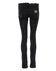 Dolce & Gabbana Black Cotton Tattered Skinny Denim Jeans - IT40|S - Jeans