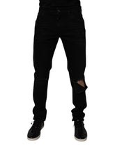 Dolce & Gabbana Black Cotton Tattered Skinny Men Denim Jeans - IT52 | XL - Jeans